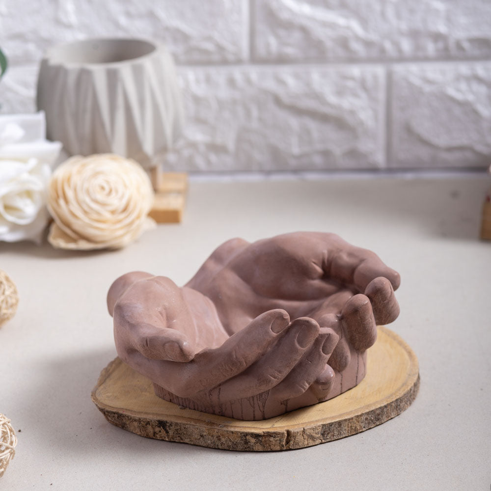 Docile Ashtray Dark Concrete - Real Human Hand Sculpture for Office & Home