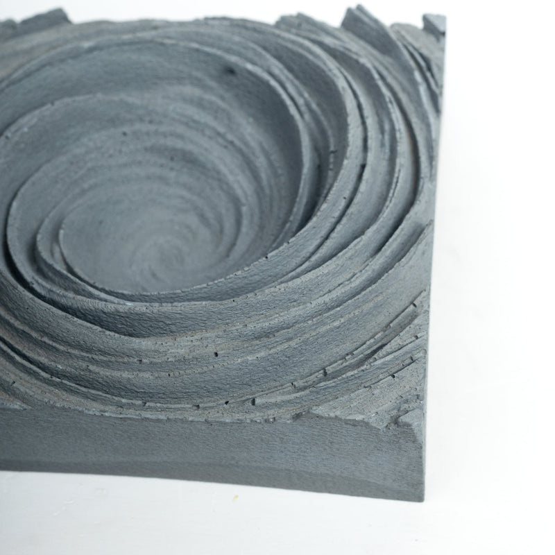 New  Cyclone Dark Concrete - Spiral Design ashtray resting on a square base- contemporary design ashtray