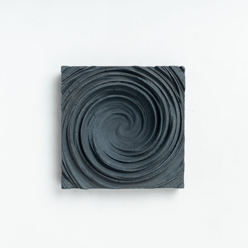 Cyclone Black - Spiral Design ashtray resting on a square base- contemporary design ashtray
