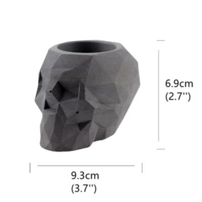 New Skull Dark Concrete - Unique geometric skull shaped 3D pointed planter / Paperweight for Home & Office