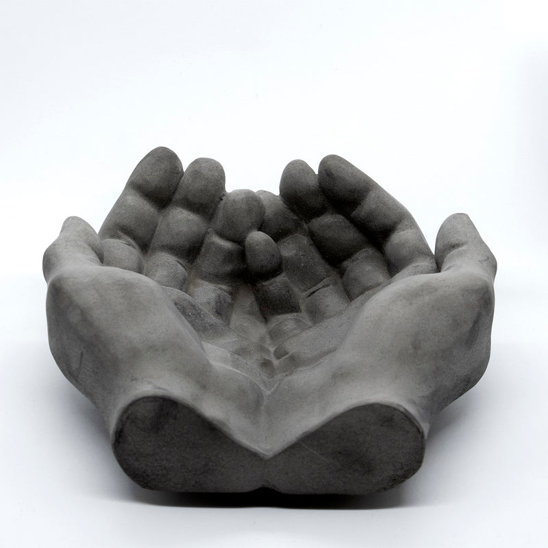 Docile Ashtray Dark Concrete - Real Human Hand Sculpture for Office & Home