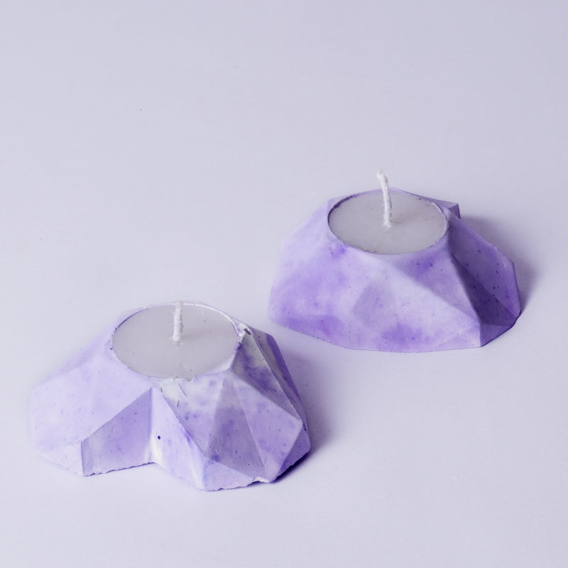 Geometric Heart Orchid Marble - SET OF 3 Teal Light candle holder for Diwali and Festive Decoration
