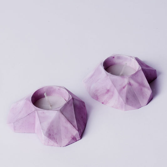 Geometric Heart Candy Marble - SET OF 3 Teal Light candle holder for Diwali and Festive Decoration
