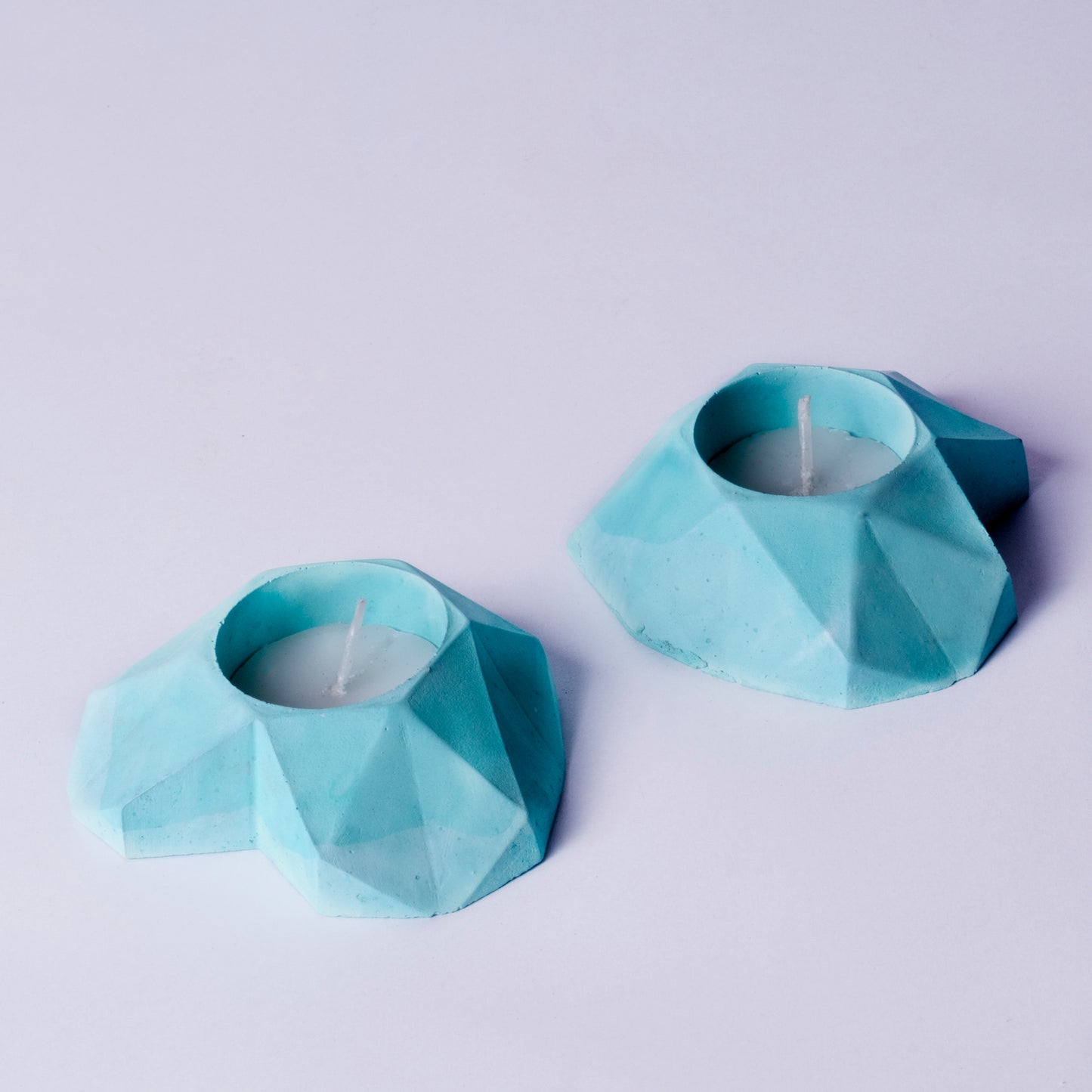 Geometric Heart Cloud - SET OF 3 Teal Light candle holder for Diwali and Festive Decoration