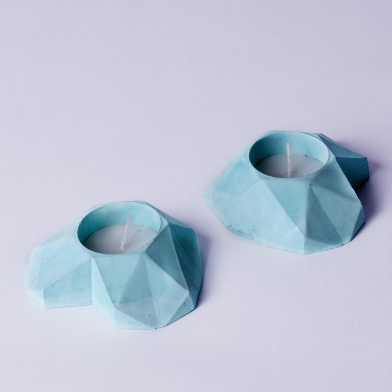 Geometric Heart Mint Marble - SET OF 3 Teal Light candle holder for Diwali and Festive Decoration