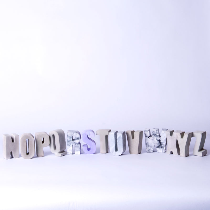 Vertically Stand-able Capital Alphabets in Concrete for making Customised Name or Word