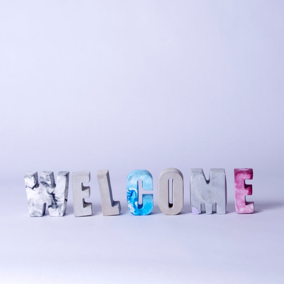 Free with every PREPAID order!  'Your Name' Initials Capital Alphabets in Concrete.