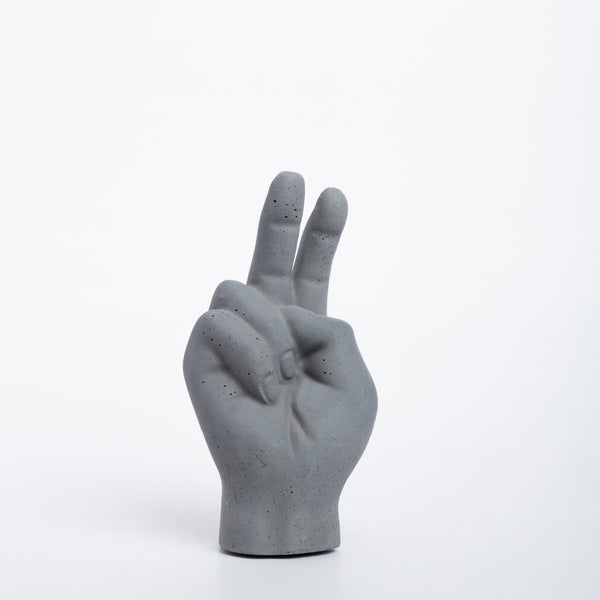 Peace-out- Dark Concrete V sign Hand-shaped Decor for your work desk, study table, office.