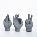 Peace-out- Dark Concrete V sign Hand-shaped Decor for your work desk, study table, office.