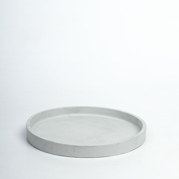 Circate- Cement finish Classic Circular plate in greytcrete with elevated brims- available in a range of color options