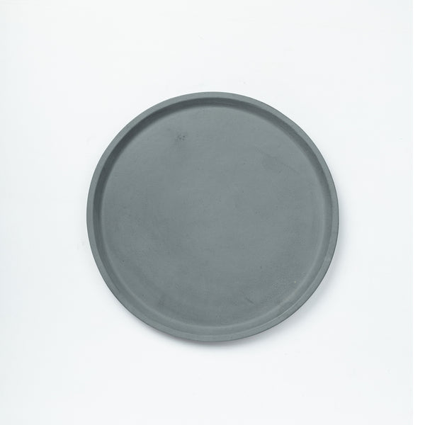 Circate- Cement finish Classic Circular plate in greytcrete with elevated brims- available in a range of color options
