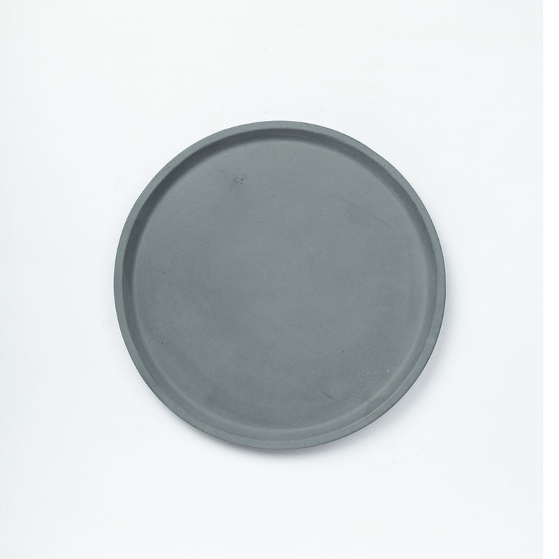 Circate- Black Classic Circular plate in greytcrete with elevated brims- available in a range of color options