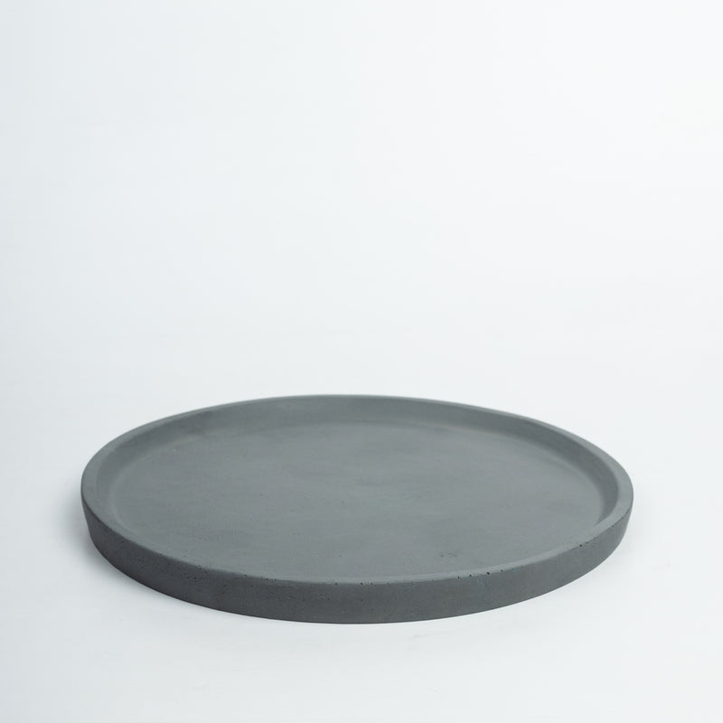 Circate- Dark concrete Classic Circular plate in greytcrete with elevated brims- available in a range of color options