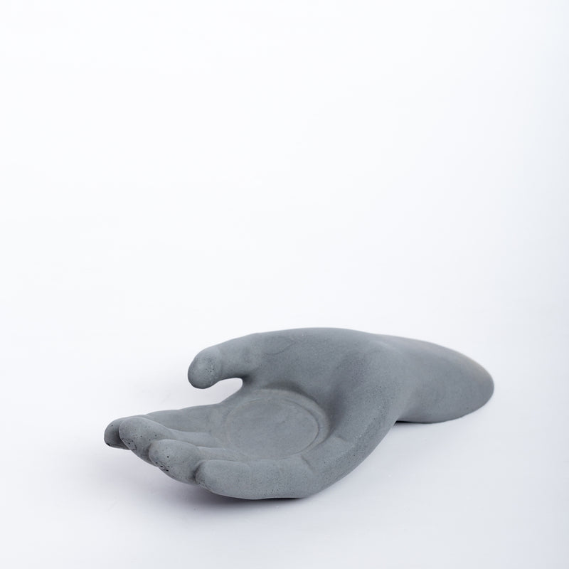 Metacarpus- Dark Concrete Hand shaped Stand alone decor piece can be used as a tealight holder, ashtray, or jewelry display.