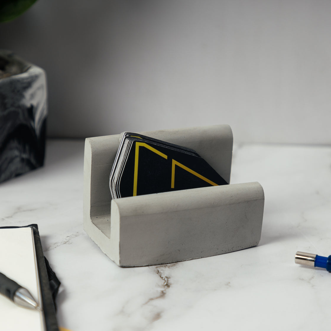 LeCardo Holder-Cement finish-Cardholder for stacking your business cards in style