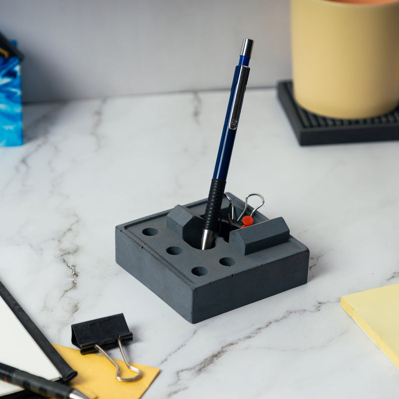 Dwelling-Dark Concrete-Quirky Pen Stand- Creative Monochromatic School Supplies/ office supplies/ desk essentials