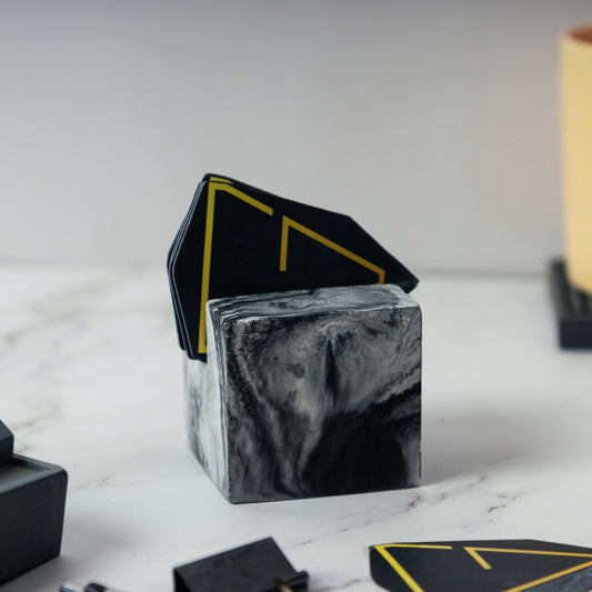 UCardo-Nero Marble-Contemporary Business Card Stand for Work Desk