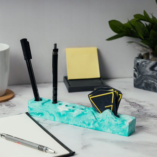 Wavearranger-Mint Marble-Contemporary design Pen Holder for keeping your most important pens