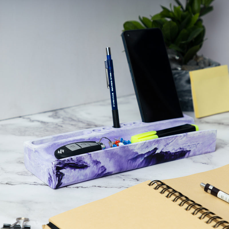 Trough Organiser-Cement finish-Cardholder and pen stand