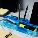 Trough Organiser-Mint Marble-Cardholder and pen stand