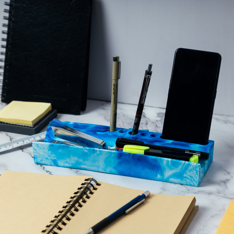 Trough Organiser-Cement finish-Cardholder and pen stand