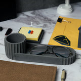 Fluval Tray-Dark Concrete-Spectacles Holder, Contemporary storage solution with two compartments for work desk, bathroom, bed table