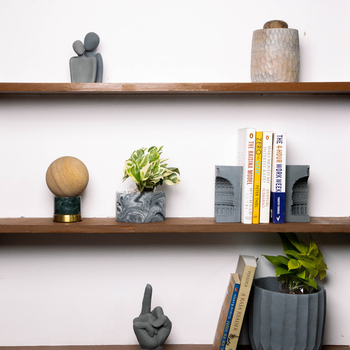 Pantheon-Dark Concrete- Dome Tea light candle Holder or Multipurpose Bookend