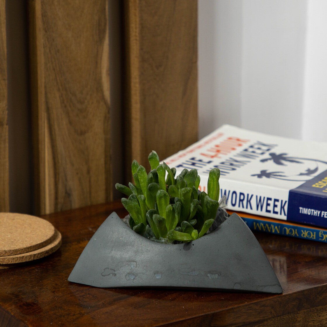 Tricle-Nero Marble-Circular Triangle Shaped Planter