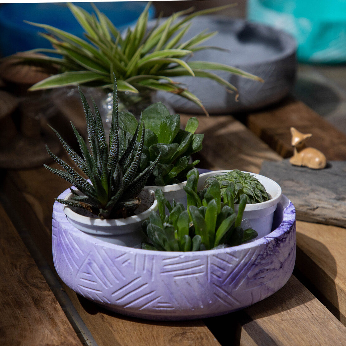 Oblik-Mint Marble-Zigzag Patterned Fruit Bowl and Plant Bowl