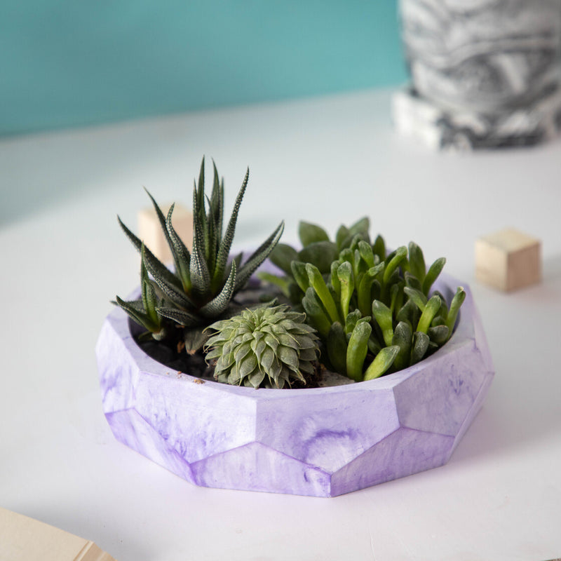 Nonagon Bowl-Orchid Marble-All-purpose Homeware- Fruit bowl and Plant bowl