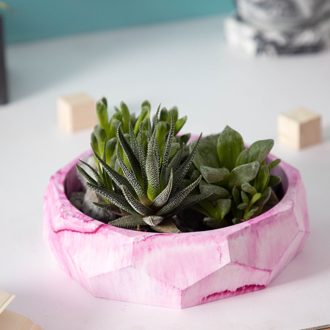 Nonagon Bowl-Mint Marble-All-purpose Homeware- Fruit bowl and Plant bowl
