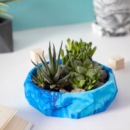 Nonagon Bowl-Mint Marble-All-purpose Homeware- Fruit bowl and Plant bowl