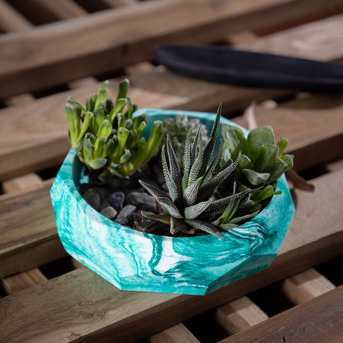 Nonagon Bowl-Mint Marble-All-purpose Homeware- Fruit bowl and Plant bowl