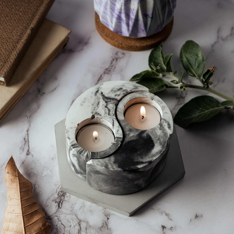 Yin Yang- Set of 2 Inspired tealight candle holder