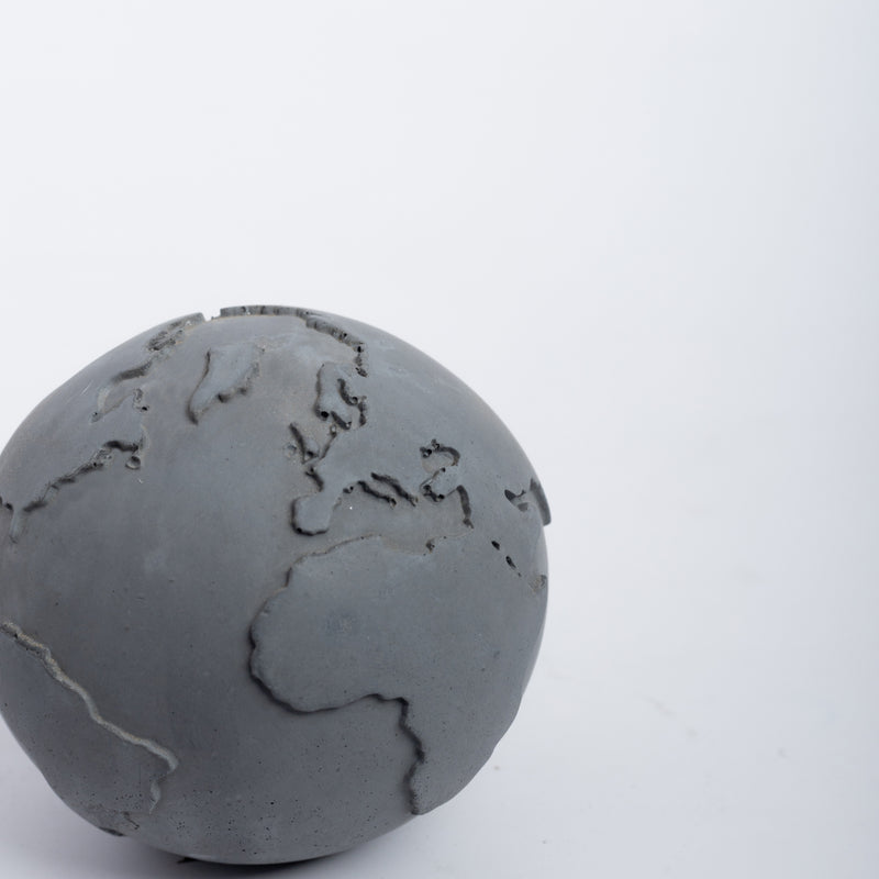 Greyt Globe-Dark Concrete-Monochromatic Globe for work desk- Desk essentials for home, office by Greyt