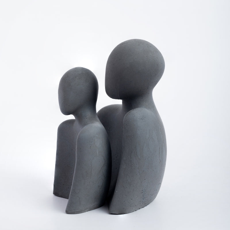 Happy Duo-Dark Concrete-Romantic Couple Statue- Unique Gift for your girlfriend, boyfriend, partner.
