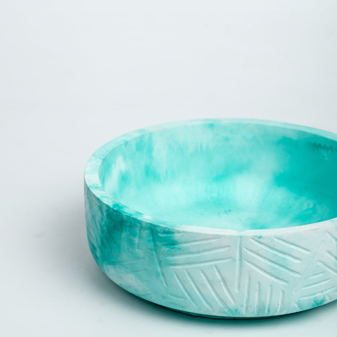 Oblik-Mint Marble-Zigzag Patterned Fruit Bowl and Plant Bowl