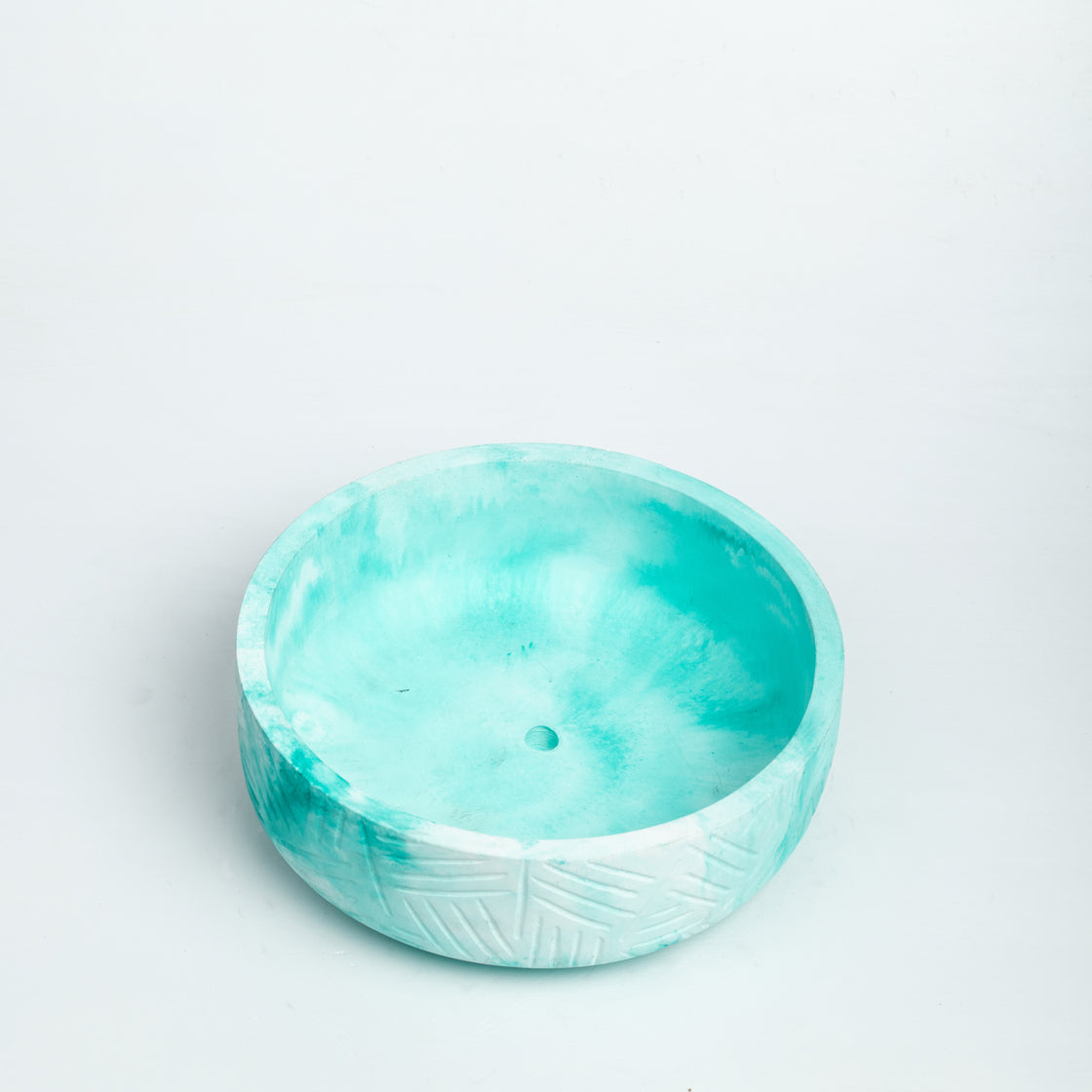 Oblik-Mint Marble-Zigzag Patterned Fruit Bowl and Plant Bowl