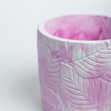 Frond-Candy Marble-Leaf Imprint Planter, features an Embossed Leaves texture