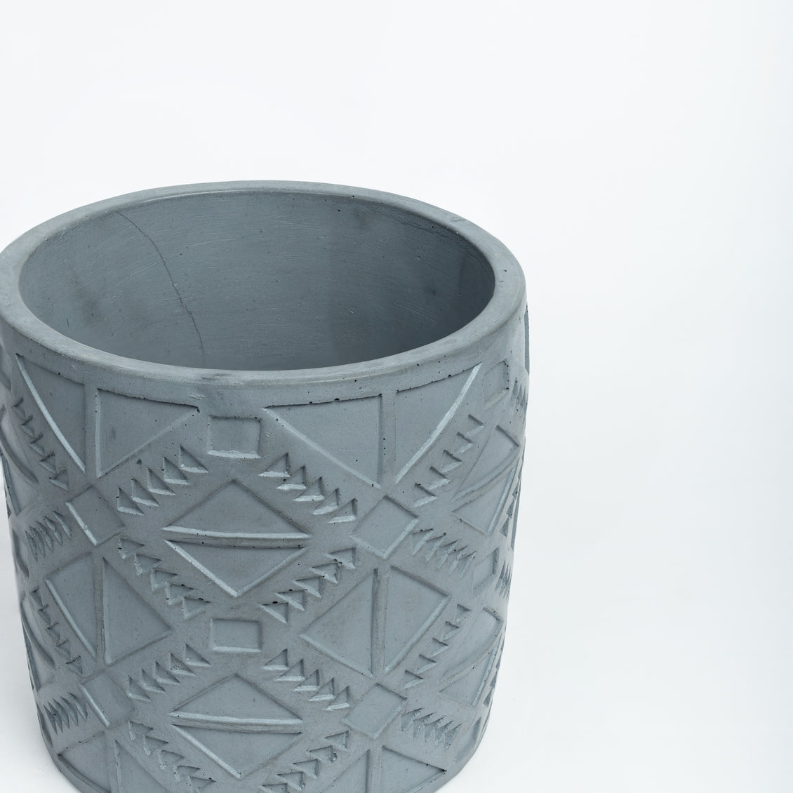 Square Squad-Dark Concrete-Cylindrical Planter with a geometric pattern- ideal for indoors and outdoors