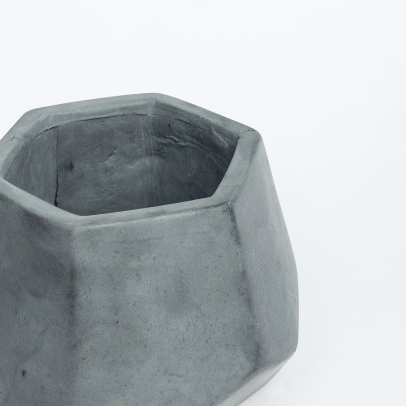 PentHex-Dark Concrete-Faceted Planter Design- ideal for indoor and outdoor use