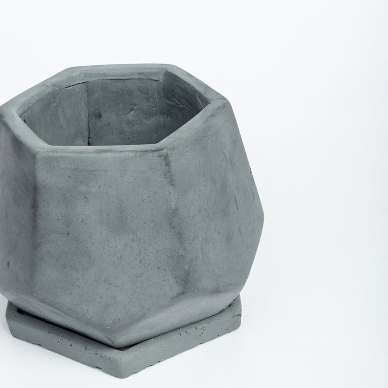 PentHex-Dark Concrete-Faceted Planter Design- ideal for indoor and outdoor use