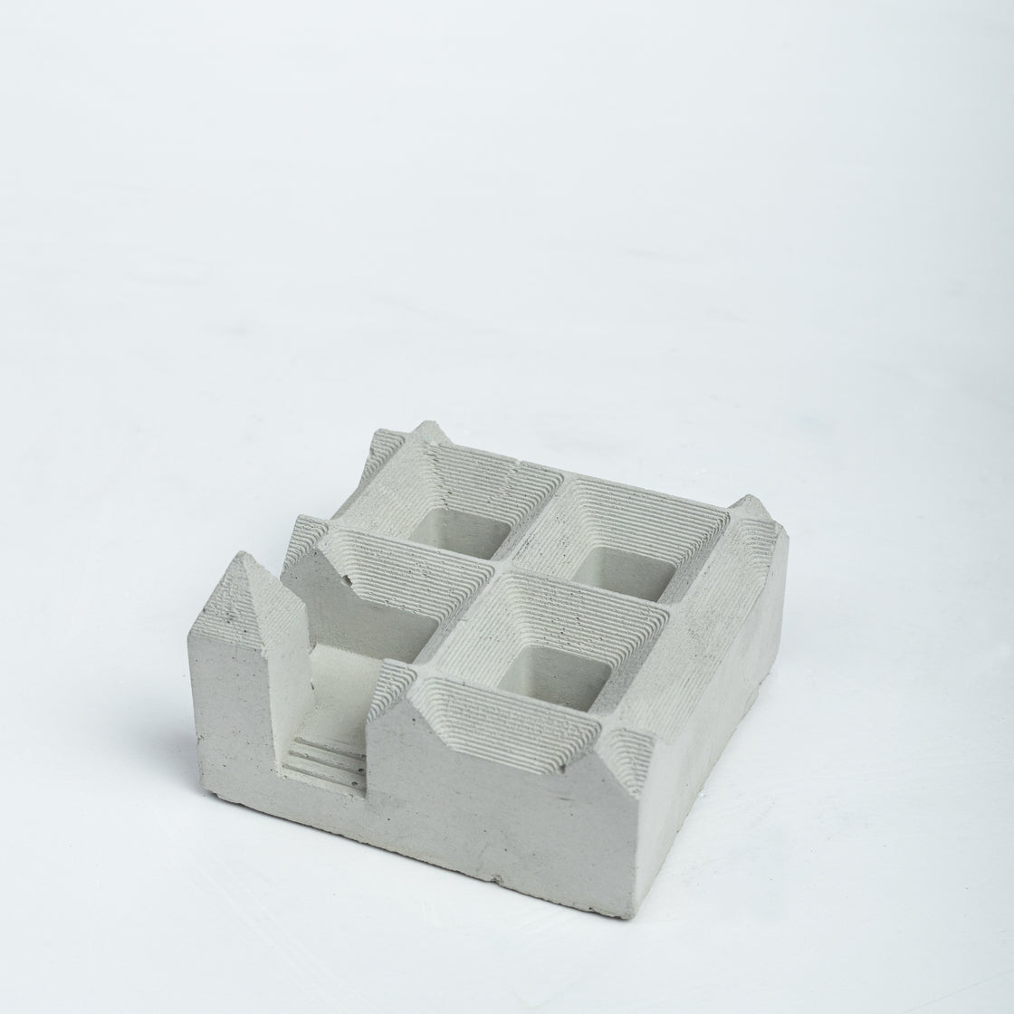 Squamid Cement Finish - Table Top Decor from the house of Greyt- Square Shaped Holder with a unique design- can be used as a pen stand, toothbrush holder, makeup holder