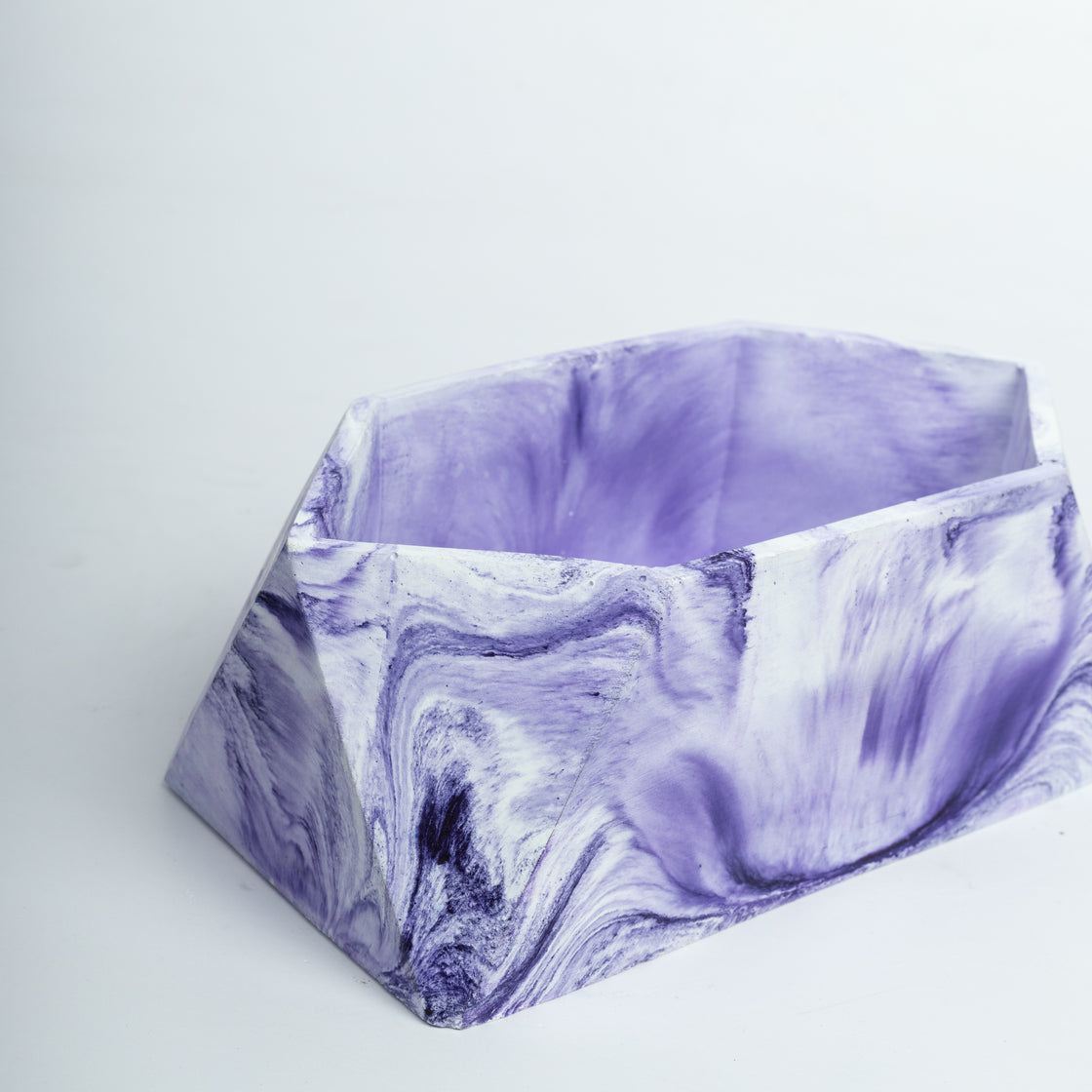 Trapez-Orchid Marble-Irregular hexagon-shaped Faceted planter