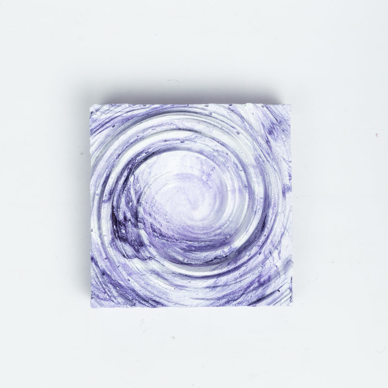 Cyclone Orchid Marble - Spiral Design ashtray resting on a square base- contemporary design ashtray