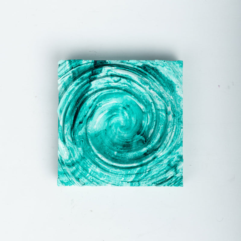 New Cyclone Mint Marble - Spiral Design ashtray resting on a square base- contemporary design ashtray