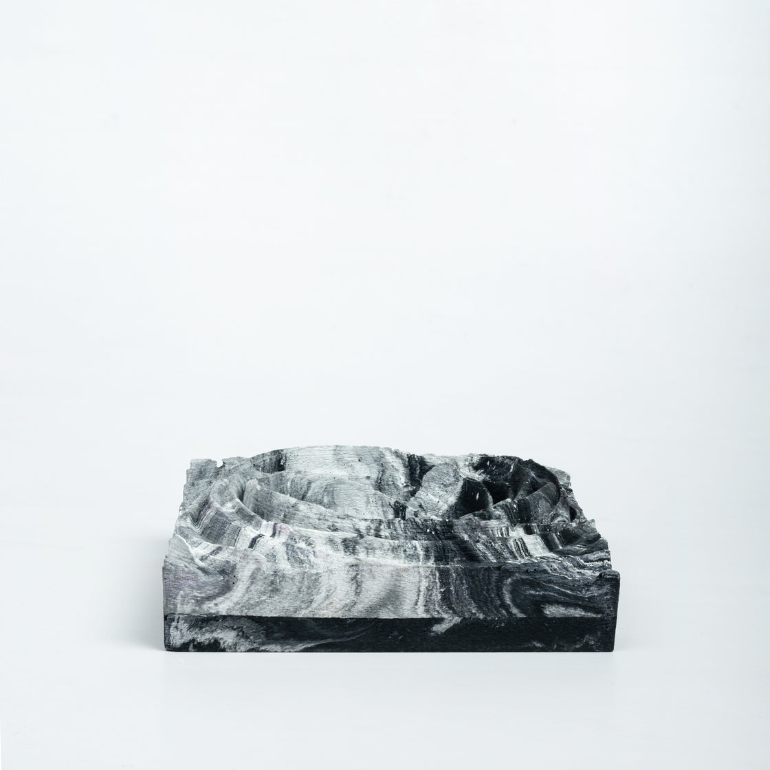 New Cyclone Nero Marble - Spiral Design ashtray resting on a square base- contemporary design ashtray