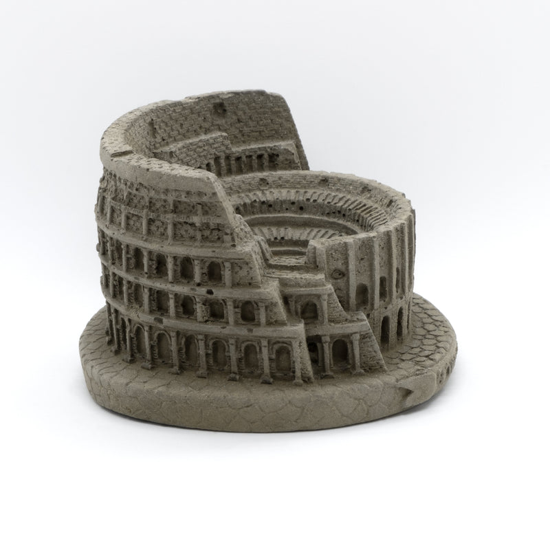 New Colosseum Monument Miniature Dark Concrete - Architectural Desk Accessory Paper Weight or Roman Ashtray