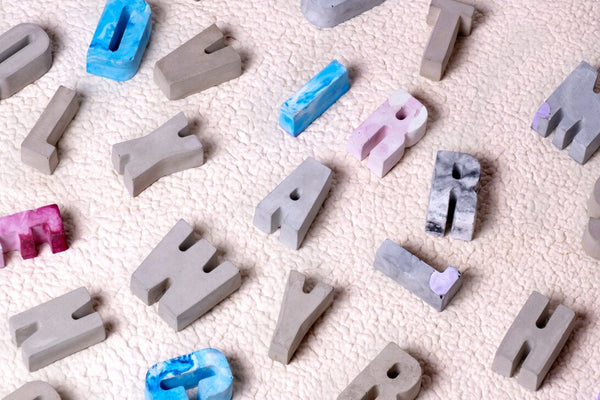 Free with every PREPAID order!  'Your Name' Initials Capital Alphabets in Concrete.