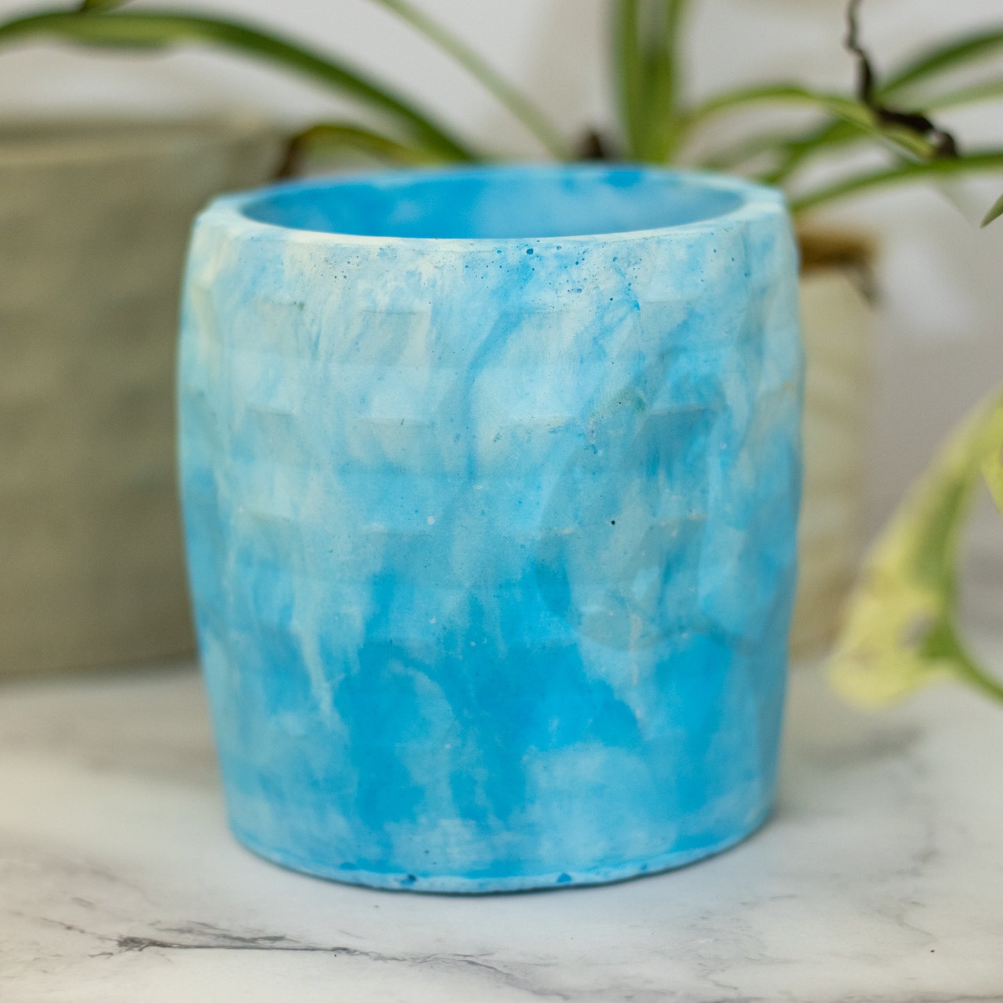 Xude Geometric Planter Cement Finish - Succulent Planter Or Pen Stand